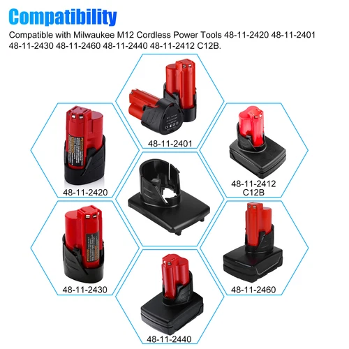 5Pcs Battery Plastic Case Top Shell Cover for Milwaukee M12 Cordless Power Tools - Picture 6 of 10