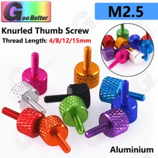 M2.5 Colours Aluminium Knurled Thumb Screw Hand Tighten Grip Knob Bolt 4mm-15mm