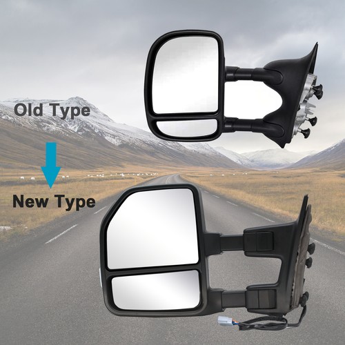 Towing Mirrors Fit 02-07 Ford F250 F350 Super Duty Power Heat Signal Chrome Cap - Picture 8 of 12