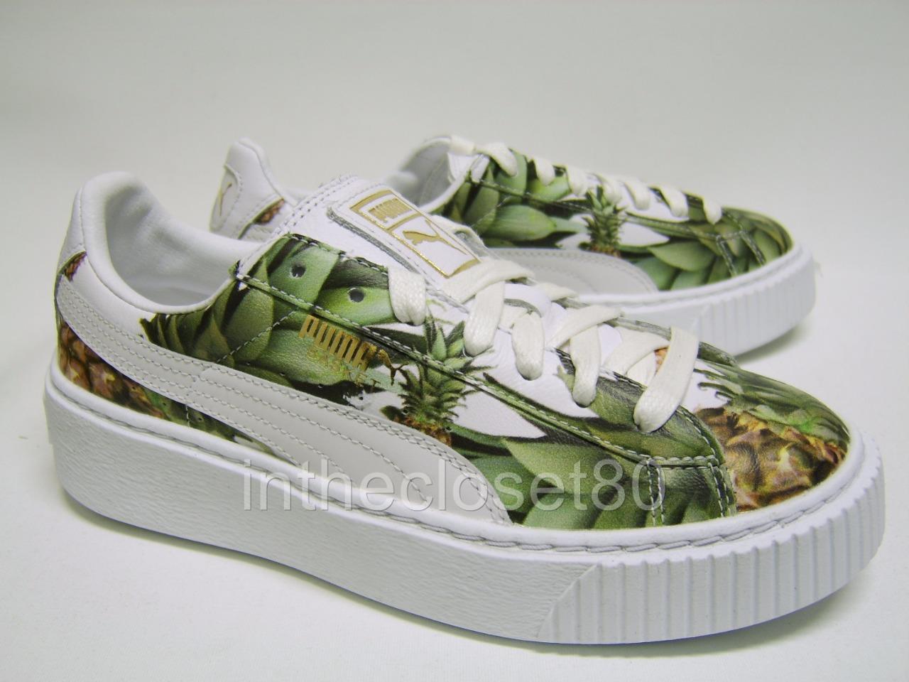 Puma Basket Platform Pineapple Creepers White Green Gold Girls Womens 364730 01 Puma Basket Platform Pineapple Creepers White Green Gold Girls Womens 364730 01