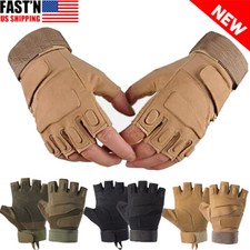 Mens Fingerless Gloves Shooting Half Finger Hunting Driving Climbing Work Gloves