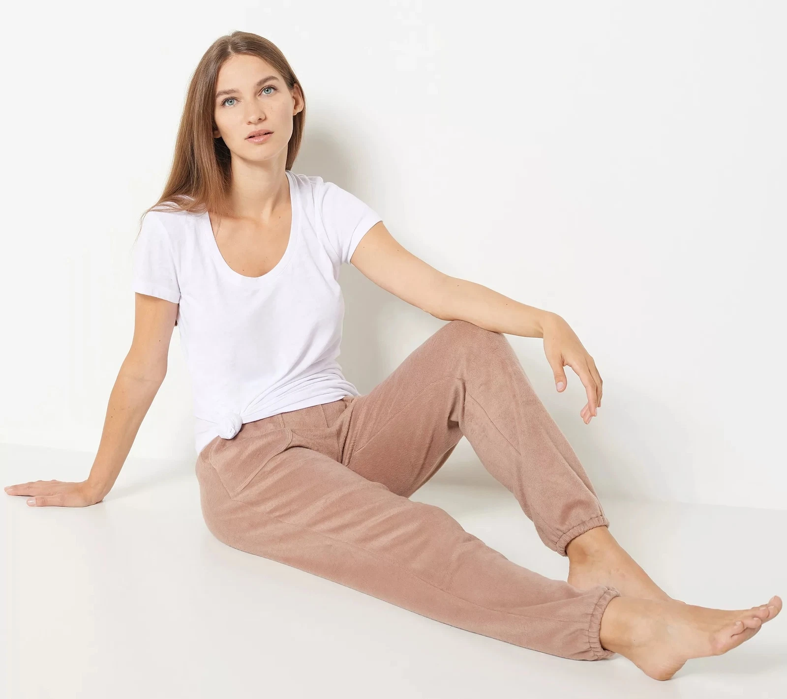 Pantalon de survêtement en polaire en fourrure confortable Anybody amande 4XL neuf