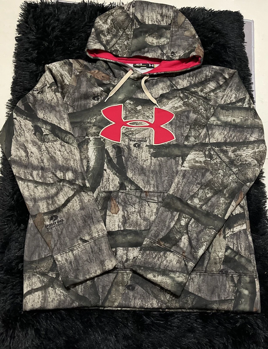 UNDER ARMOUR Mossy Oak Treestand Camouflage Hoodie Kangaroo Pocket Medium