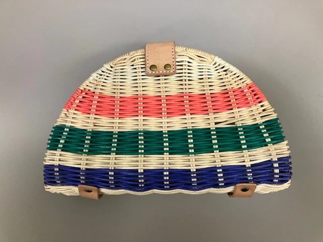 НОВЫЙ J CREW ВЕНТИЛЯТОР РОТАНГОВЫЙ КЛАТЧ СУМОЧКА В RAINBOW МУЛЬТИ ПОЛОСКИ МЕГАН МАРКЛ - Изображение 2 из 4