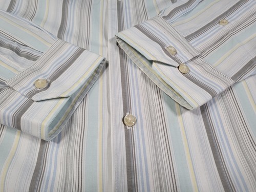 Structure Mens Shirt Button Up Large Long Sleeve Striped Cotton - Picture 7 of 14