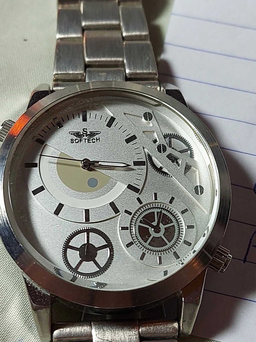MENS SOFTECH QUARTZ WATCH PERFECT WORKING ORDER NEW BATTERY FITTED