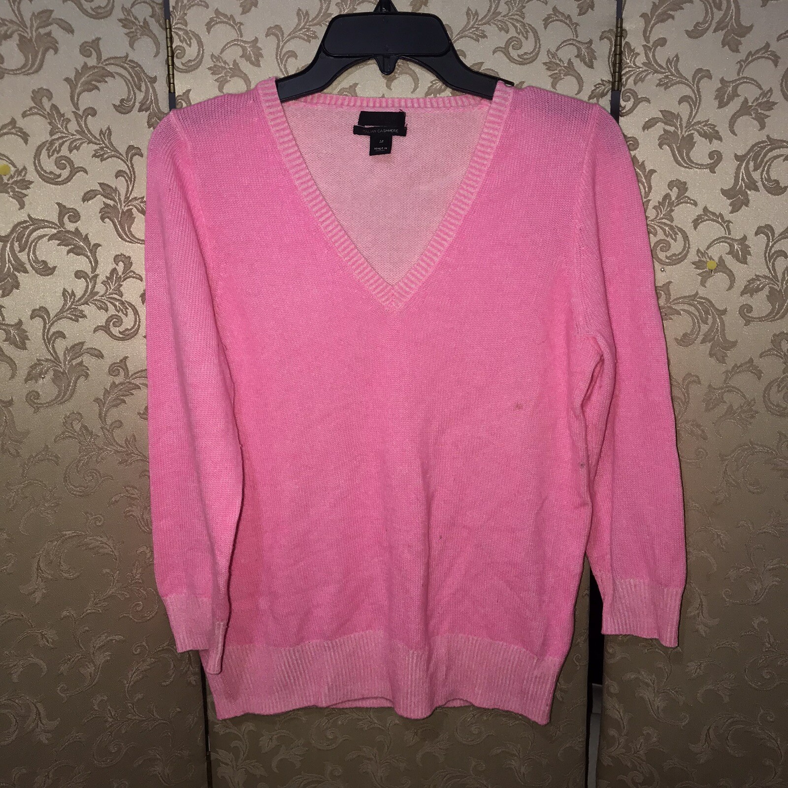 J. Crew Neon Hot Pink 100% Italian Cashmere V-Neck Sweater Size Medium M |  eBay