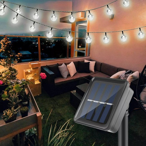 Solar String Lights Outdoor 50 Led Crystal Ball Lights with 8 Modes Waterproof