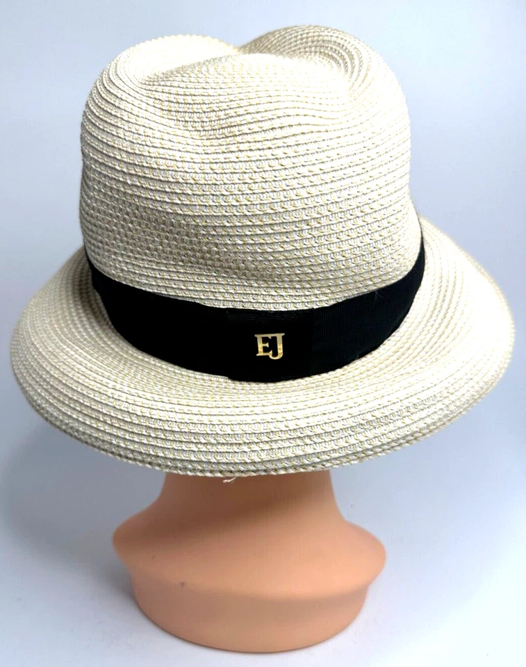 Sombrero Fedora Eric Javits Clásico Squishee Paja Embalable Crema/Negro Talla Única Foto 3 de 4