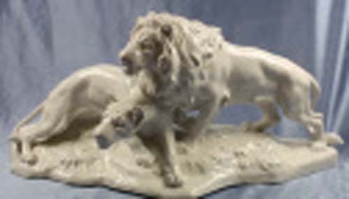 león Hutschenreuther figura de porcelana león porcelana pareja de leones 1970 - Imagen 1 de 1