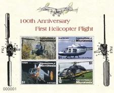 Micronesia 2007 - First Helicopter Flight - sheet of 4 Stamps - Scott #761 - MNH