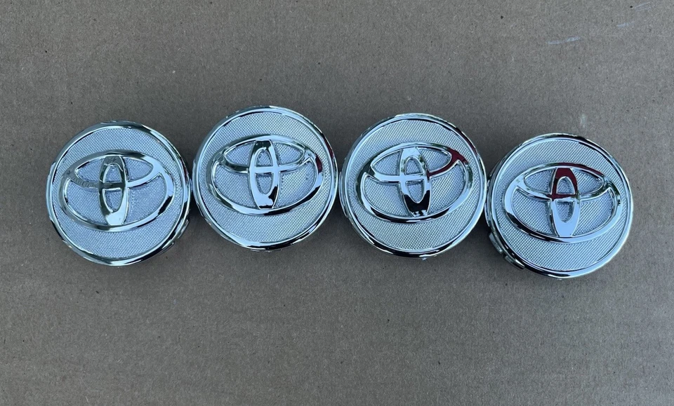4x TOYOTA ARO DE RODA ARO CENTRO TAMPAS DE CUBO LOGOTIPO CROMADO 57MM PRIUS COROLLA - Imagem 2 de 4