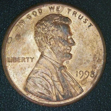 1998-P Lincoln Cent WIDE AM Variety FS-901 • Raw AU Circulated • Rare Error