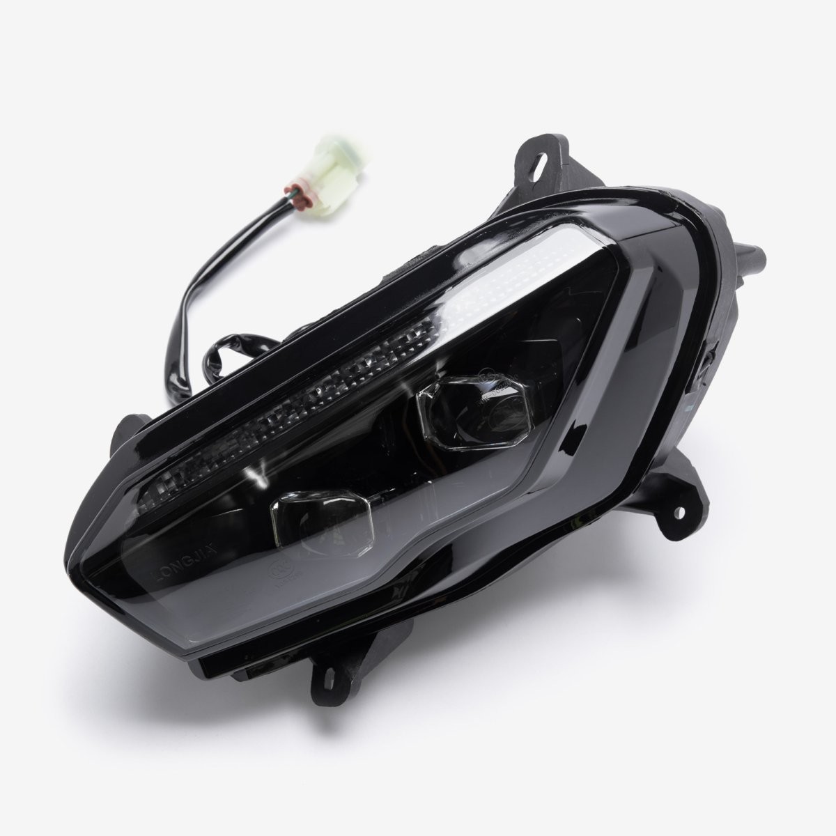 Left LED Headlight Assembly for LJ300T-18A-E5 ECE Compliant Black Scooter Clear