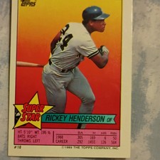 Topps 1989 Rickey Henderson Super Star & 2 MLB Baseball Trading Cards Lot