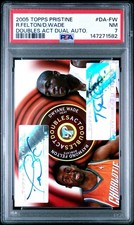 2005-06 Dwyane Wade Raymond Felton Topps Pristine Dual Auto Red /5 SSP PSA 7