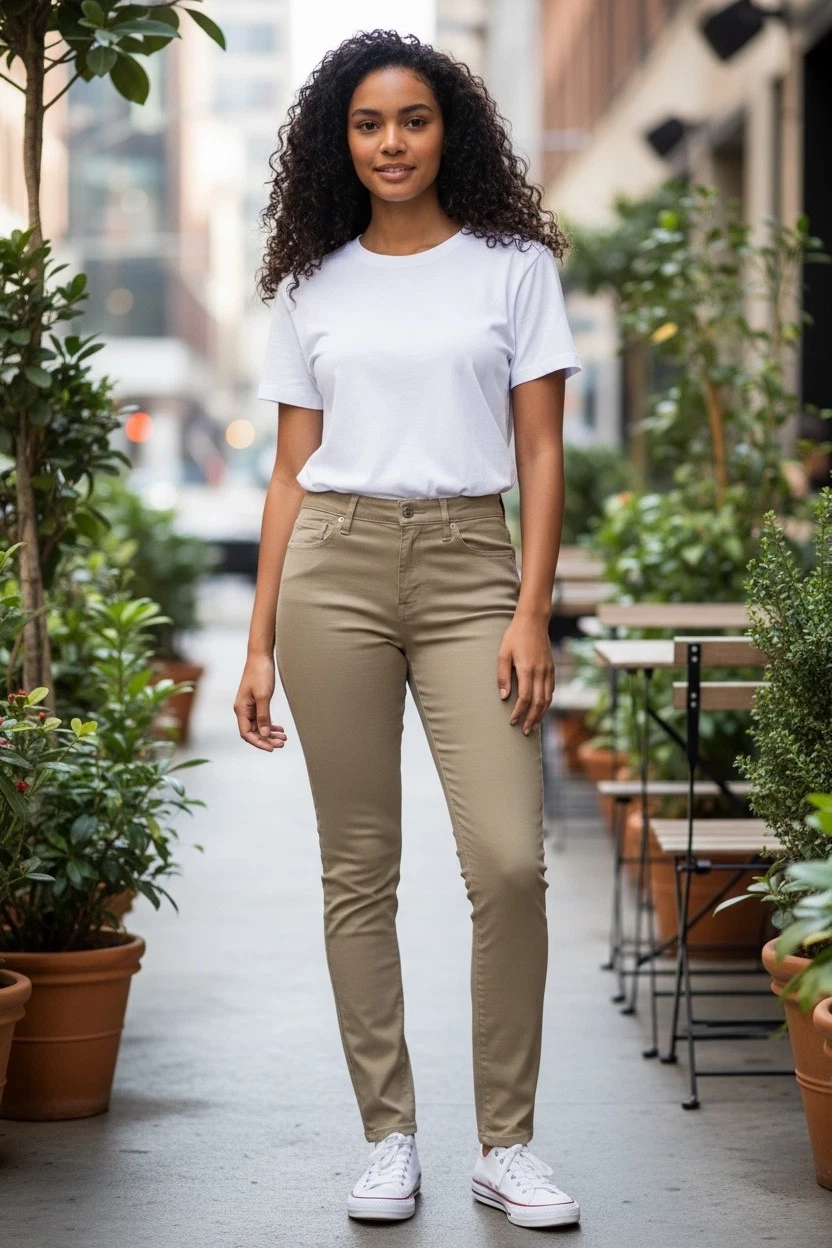 dickies girl mid rise skinny fit curvy khaki stretch uniform or work pants 0-15