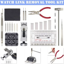 110PCS Adjustable Watch Band Strap Bracelet Link Pin Remover Repair Tool Kit Set