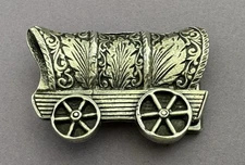 VTG Old Western America Unsigned Sterling Silver SMALL Covered Wagon Belt Buckle