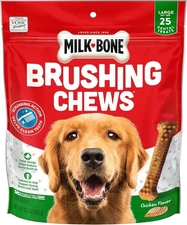 Milk-Bone Brushing Chews Daily Dental Dog Treats Chicken Flavor Large, 25 Count