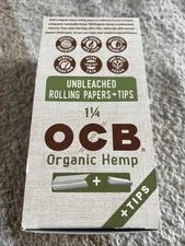 OCB Organic Hemp Rolling Papers + Tips Set 1 1/4 Size, 24 Booklets Free Shipping