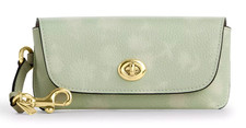   Coach Sunglass Case - CDY09 Pale Green/Gold Printed Refined Pebble Leather NWT