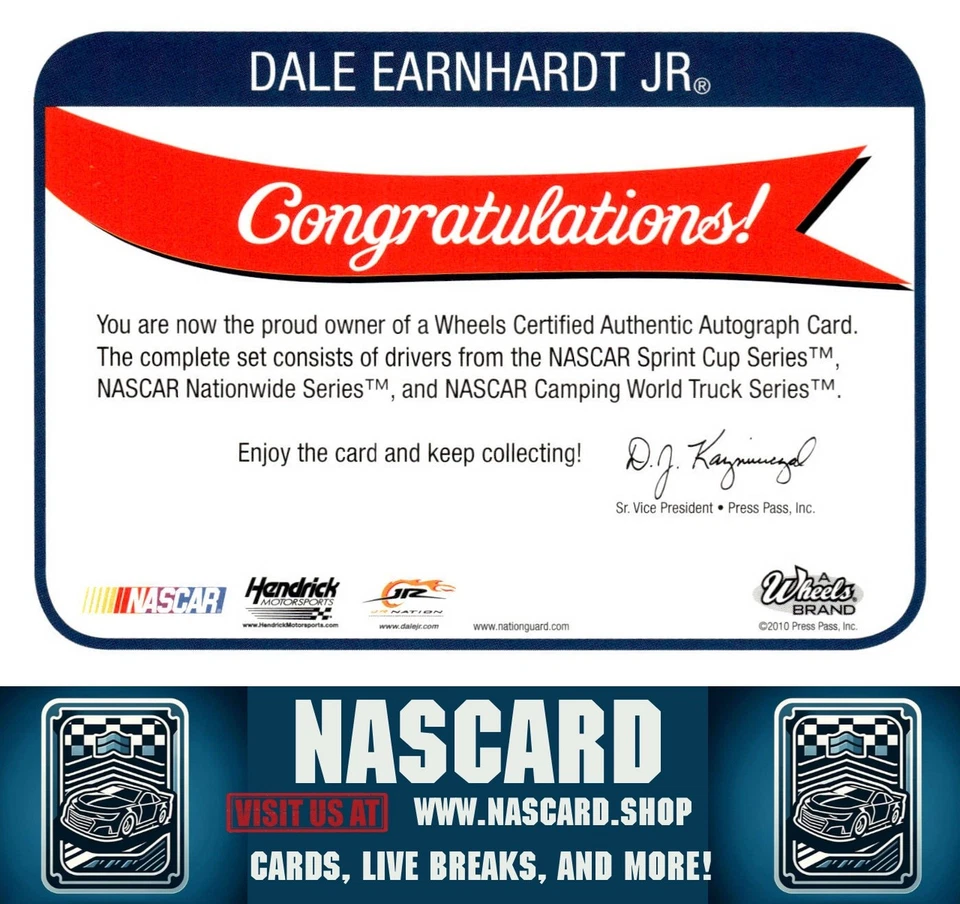 2011 Wheels Element Dale Earnhardt Jr. Autographs Gold #/10 - Image 2 of 2