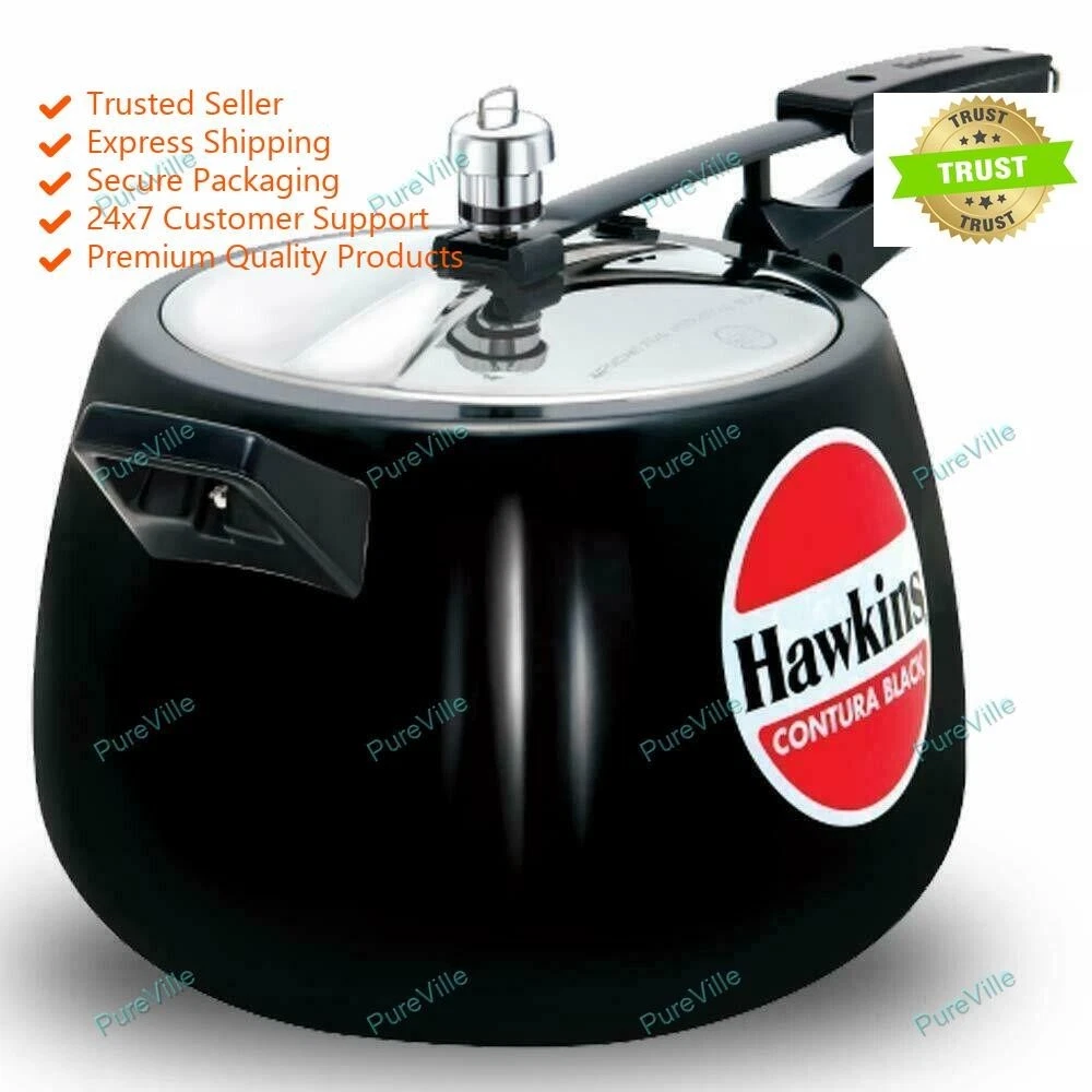 Hawkins Pressure Cooker 4 Liters Contura Hard Anodised Aluminium Black