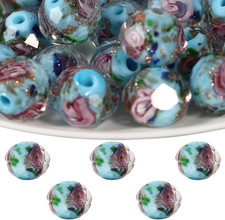 20 PCS 10Mm Glass Beads for Jewelry Marking, with Pressed Flowers Rose Petals Ar