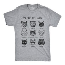 Mens Funny T Shirts Types Of Cat List Sarcastic Kitten Graphic Novelty Tee For