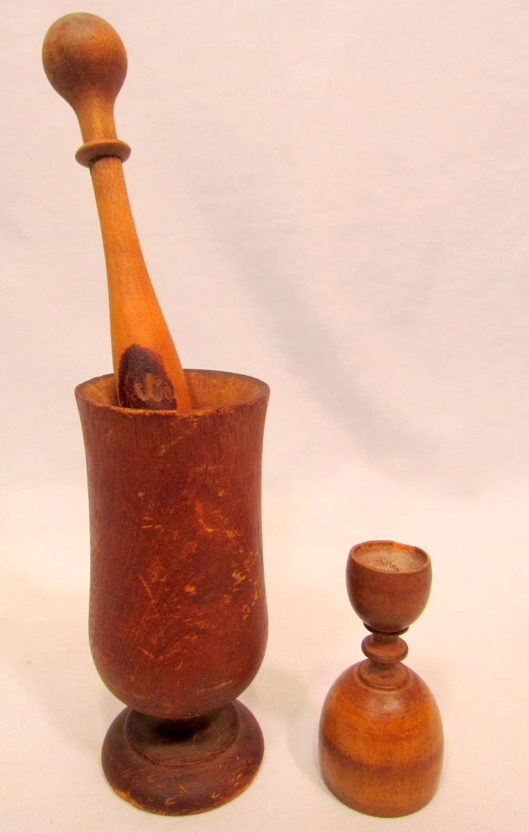 LOT OF 2 ANTIQUE CIRCA 1800'S APOTHICARY PIECES-BEAUTIFUL HAND TURN (EZS001146)