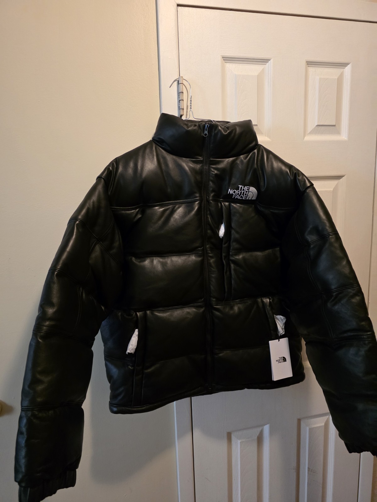 Leather Northface Down Jacket Size M Black Color Men's Limited Edition Rare thumbnail 2