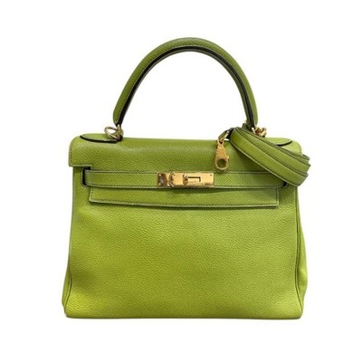 HERMES Kelly 28 Togo Handbag Anis Green Square F (2002)