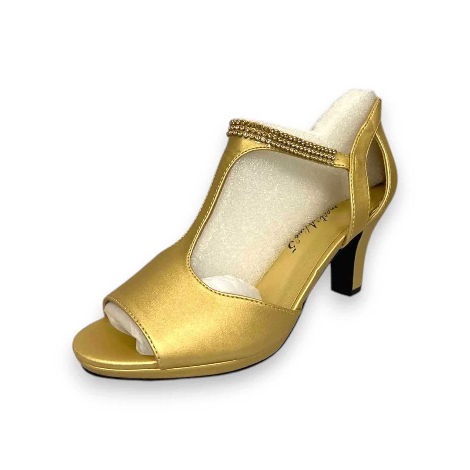 Sandalia de vestir Easy Street Flash para mujer dorada satinada talla 6 de EE. UU. - venta al por menor $65