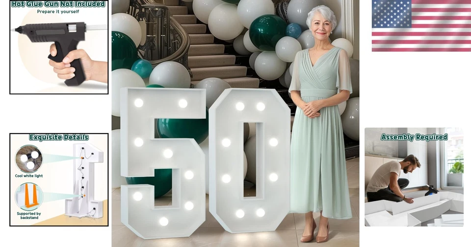 Números de carpa 3 pies de alto grandes números iluminados 5 Foto 2 de 4