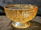 Jeanette Iris & Herringbone Glass Footed Sherbet Bowl Marigold Dessert Cup