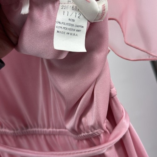 Abito JCPenney moda vintage anni 70 rosa chiffon volant lunghezza pavimento ballo costume - Foto 13 di 16