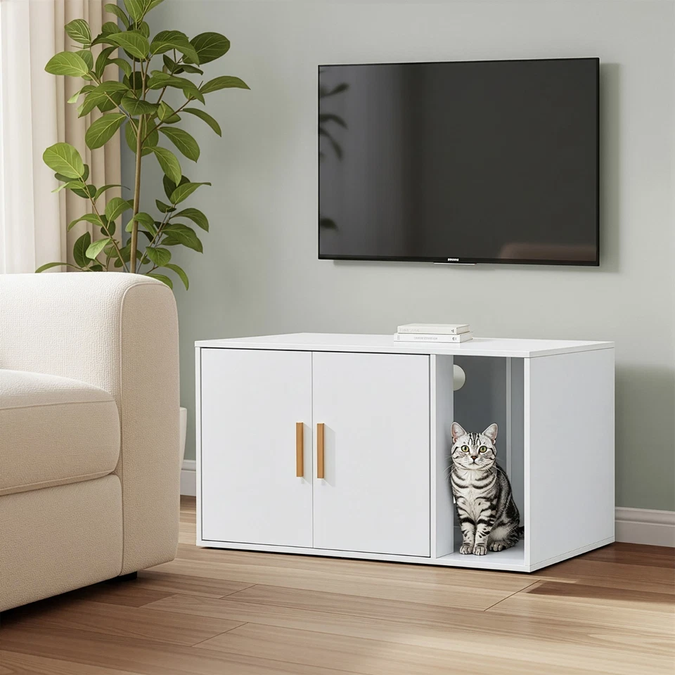 Feandrea Katzenklo-Schrank, moderne Katzentoilette, Doppeltüren mit Griffen - Bild 1 von 1