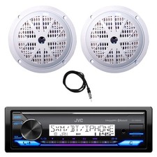 JVC Marine USB Bluetooth Receiver, 2x 5.25'' 100W 2 Way Boat Speakers, Antenna