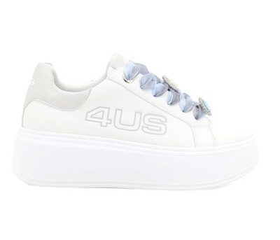 4US Damen Sneaker mit Schnürung aus Tüll, by Paciotti - BIAARG (Weiß/Silber)