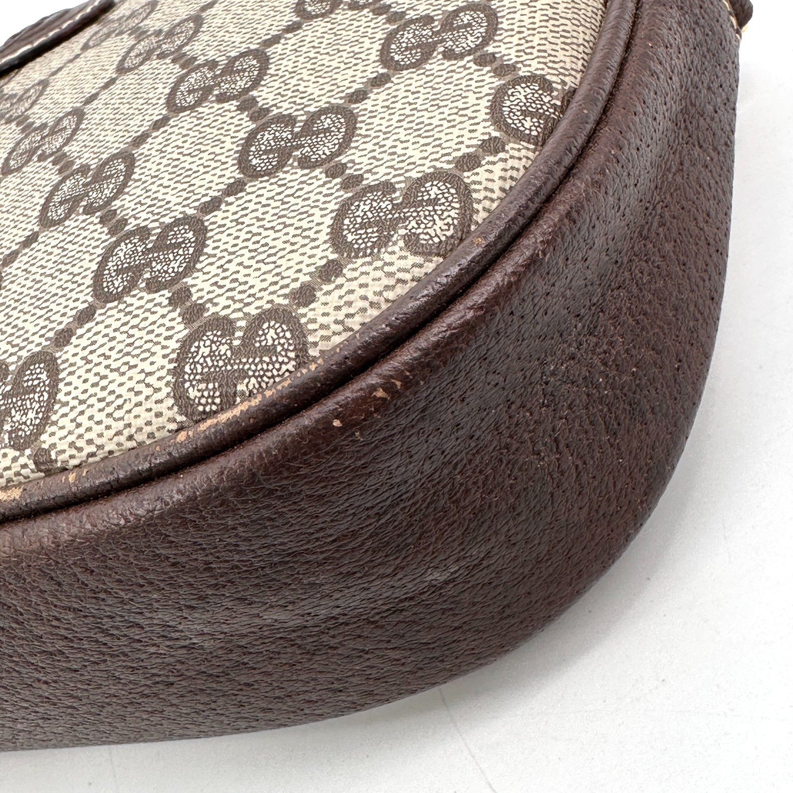 Vintage GUCCI Crossbody  Bag PVC Leather Brown GG Shoulder Purse Authentic thumbnail 9