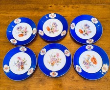 6 Antique Hand Painted Floral China Plates, C...