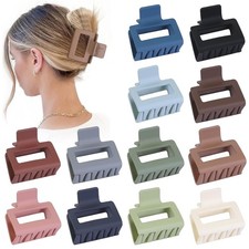 2 Inch Hair Claw Clips Mixed Colors Medium Size Acrylic Square Nonslip Hair