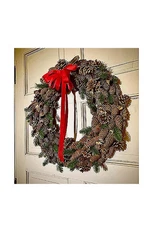 Ebenezer & Co. 24" Pinecone & Greenery Wreath with Red Bow