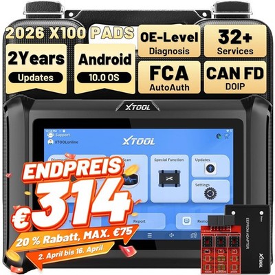 2026 XTOOL X100 PADS KFZ OBD2 Diagnosegerät IMMO Key Programmier Alle System DE