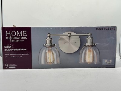 Home Decorators Collection Evelyn 2 Light Brushed Nickel Bathroom Vanity Light