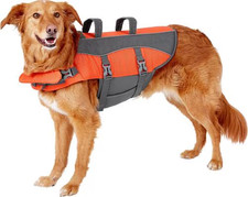 B9 New Frisco Dog Life Vest Jacket - Orange/Gray Medium - For Dogs 30- 55 lbs