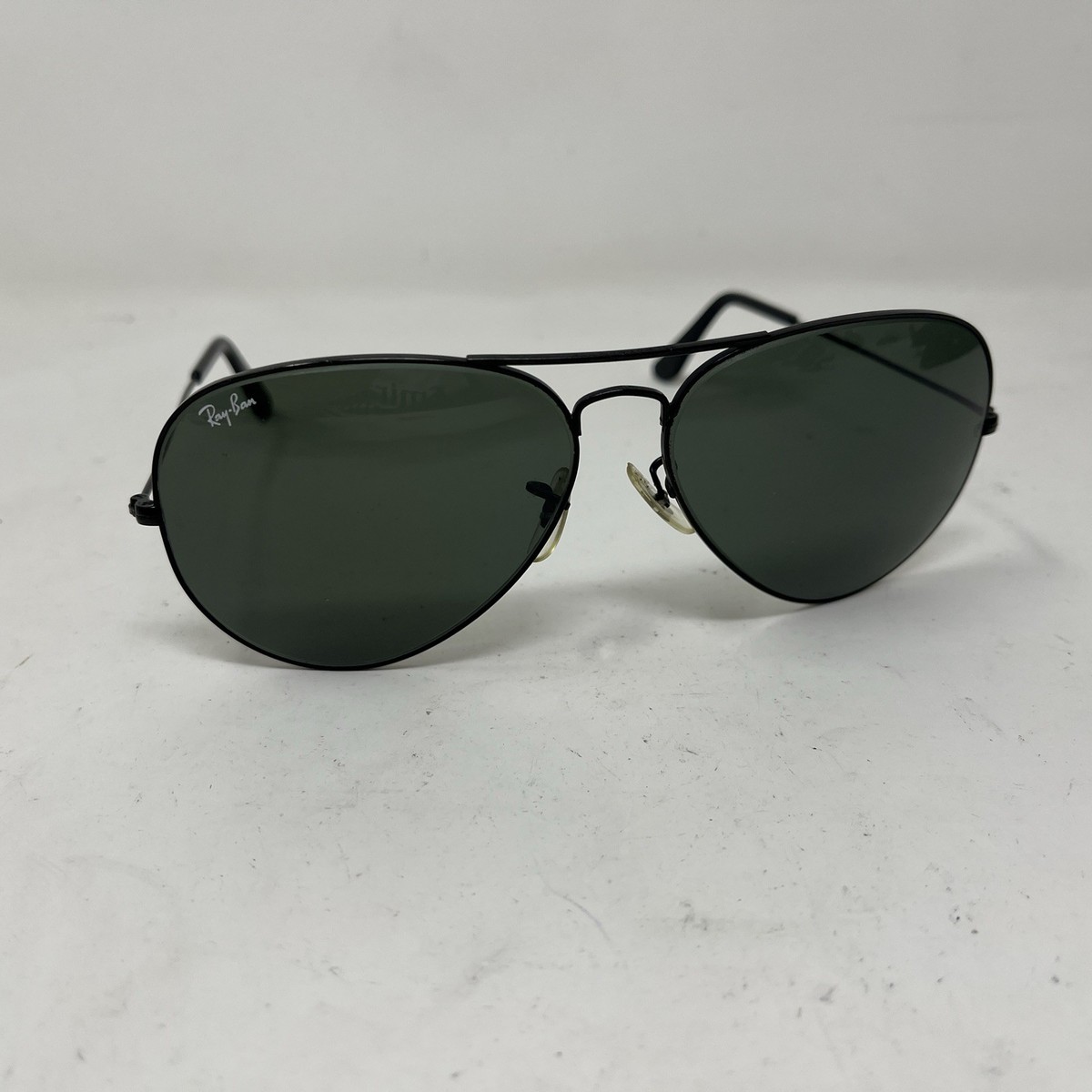 B&L Ray Ban Aviator 62mm Black W/ Green G15 Glass Lens Sunglasses