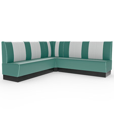 Americano Retro Eckbank | 164x164 cm | Dinerbank Set Türkis & Weiß | Gastro Sitz