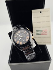 EMPORIO ARMANI WOMENS WATCH CERAMIC BLACK STRAP AND BLACK DIAL AR1411 GENUINE